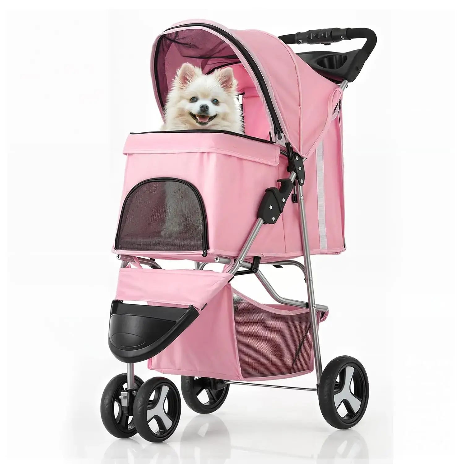 3-Wheels Foldable Pet Stroller with Waterproof Cover - Waterproof Cover