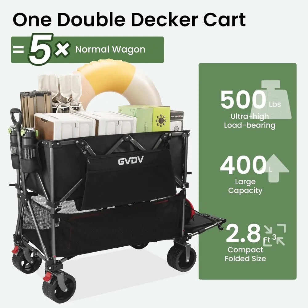 All-Terrain Double Decker Wagon with 500-Pound Capacity