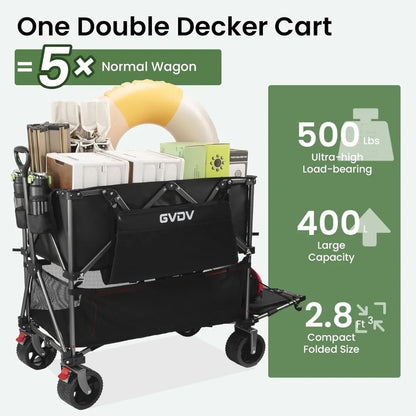 All-Terrain Double Decker Wagon with 500-Pound Capacity