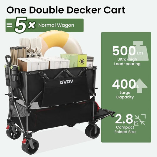 All-Terrain Double Decker Wagon with 500-Pound Capacity