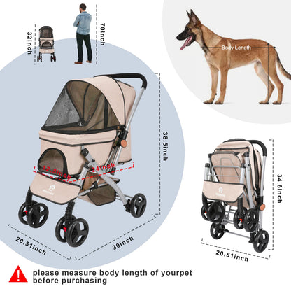 Foldable Pet Stroller - Detachable