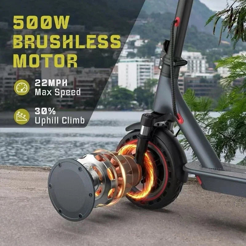 TMAX 10inch Adult Folding Electric Scooter, 500W 22MPH, APP Smart, Shock-absorbing, Anti-skid
