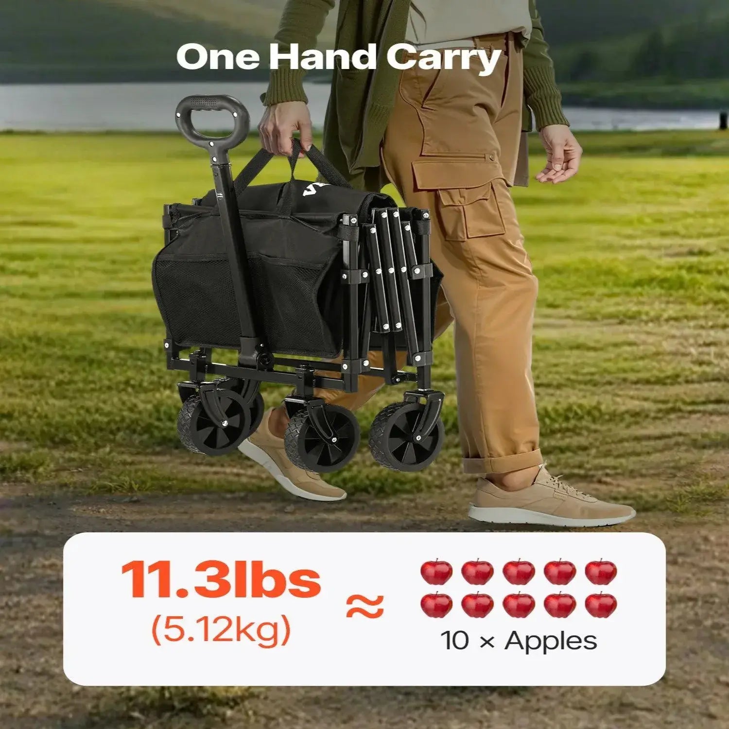 VEVOR Collapsible Folding Wagon with Wheels, Wagons Carts Foldable with 225lbs Capacity, Lightweight Portable Utility Wagon Cart - compact design