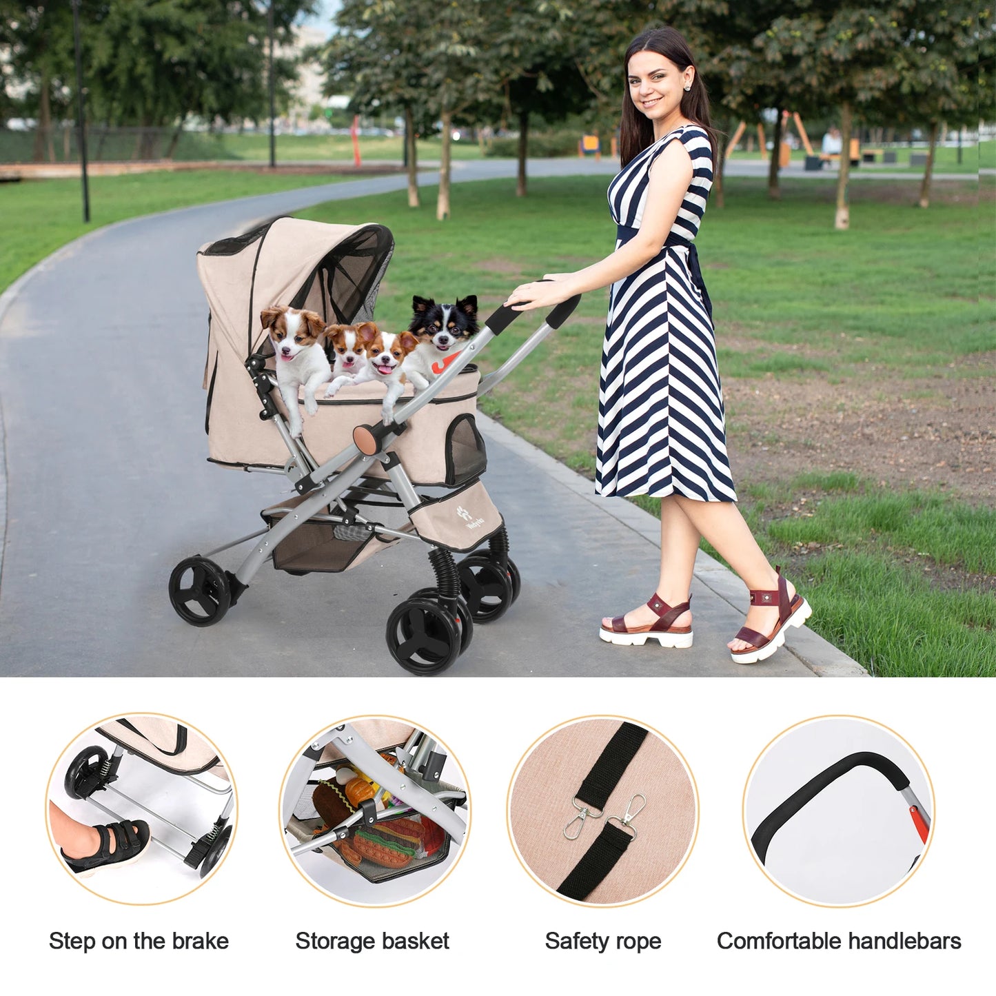 Foldable Pet Stroller - Detachable