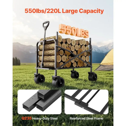 Foldable Beach Wagon Bench - 550LBS Capacity, Converts to Bench