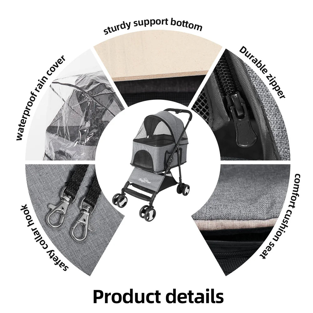 Pet Stroller Foldable Travel Carrier