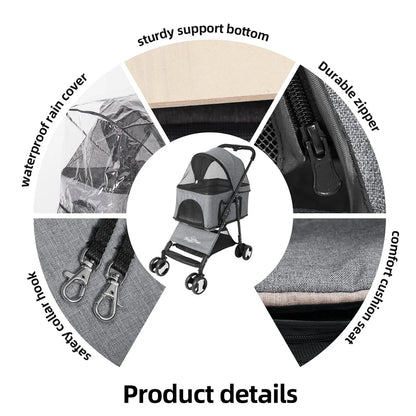 Pet Stroller Foldable Travel Carrier