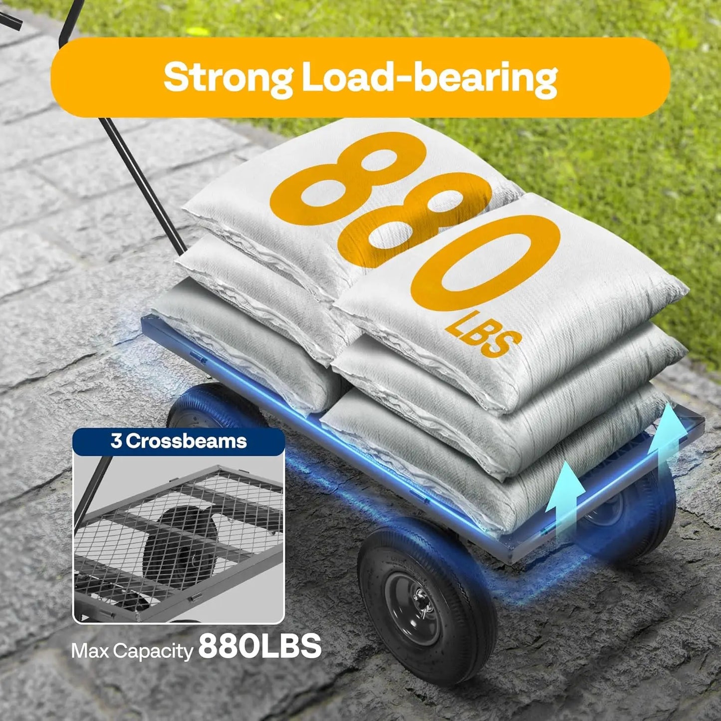 Heavy Duty 880 Lbs Capacity Folding Utility Cart Wagon
