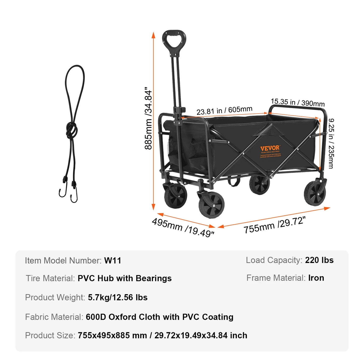 Collapsible Folding Wagon with All-Terrain Wheels