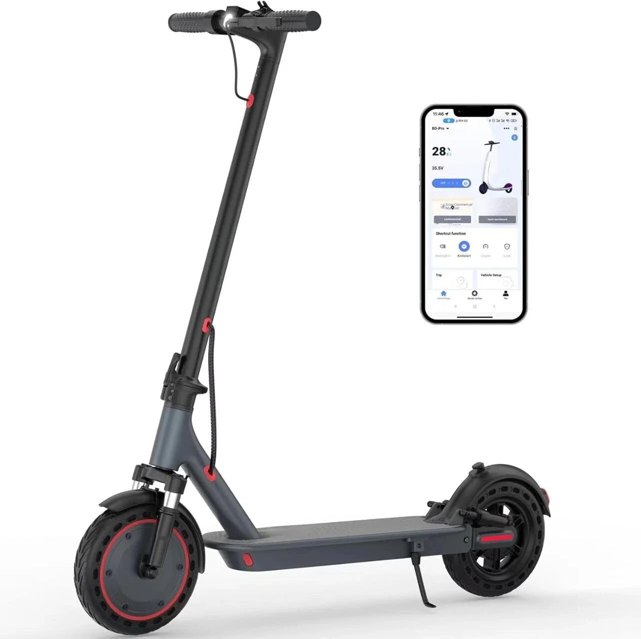 TMAX 10inch Adult Folding Electric Scooter, 500W 22MPH, APP Smart, Shock-absorbing, Anti-skid