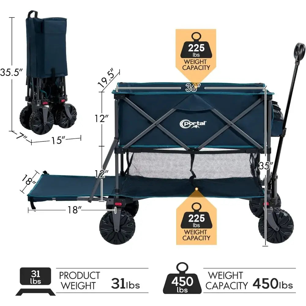 Double Decker Wagon with Tailgate - Heavy Duty Collapsible