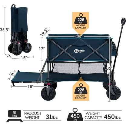 Double Decker Wagon with Tailgate - Heavy Duty Collapsible