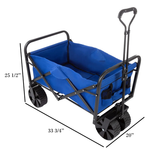 Adjustable Handle, Collapsible Portable wagon, Wide Wheels All-Terrain Utility Wagon