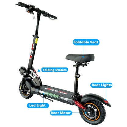 Adult Foldable Electric Scooter, 48v 13ah 16Ah, Kick Scooter Lightweight, Long Range 35-55km, 800w