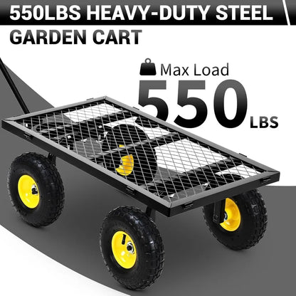 Steel Garden Cart with 550 lbs Capacity