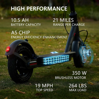 G5.0 Adult Foldable Electric Scooter, 36V 10.5AH 21Miles Long Range 19Mph 350 Motor
