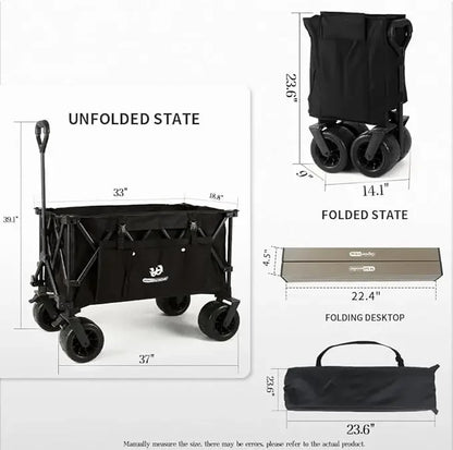 Collapsible Wagon Cart, Large Capacity, All-Terrain Wheels Heavy Duty