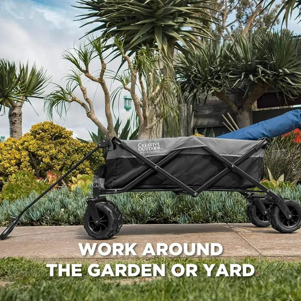 Creative Outdoor Wagon for Kids, Push Pull Collapsible Stroller Folding Cart for Cargo | All Terrain | Beach, Park, Garden, & Sports - all terrain