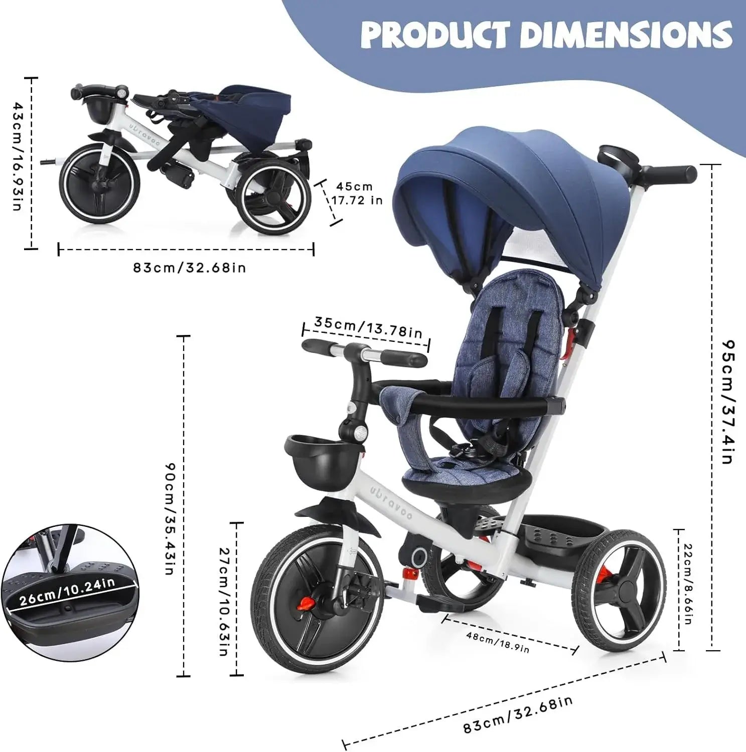 Baby Stroller and Trike -Foldable 5-in-1