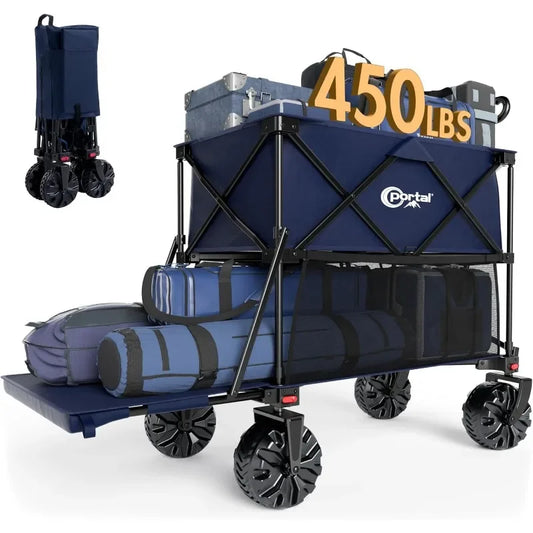 Collapsible Double Decker Wagon with Tailgate, Big Wheels
