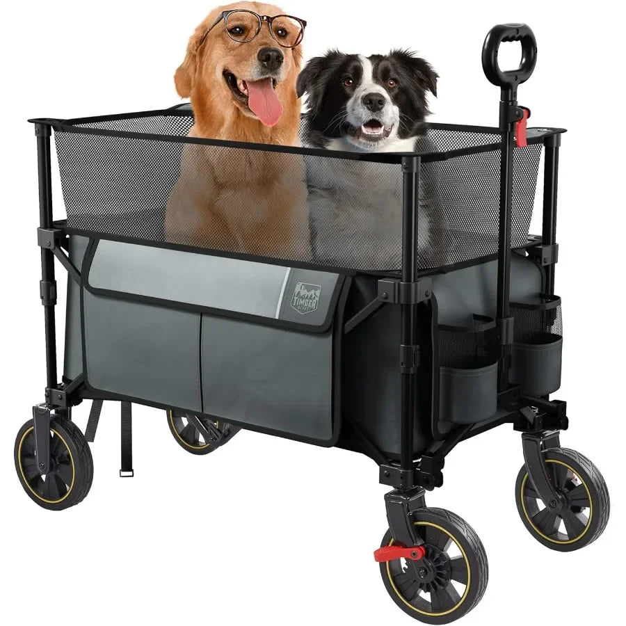 Extra Large Collapsible Folding Wagon with Extended Height Adjustment