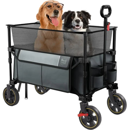 Extra Large Collapsible Folding Wagon with Extended Height Adjustment
