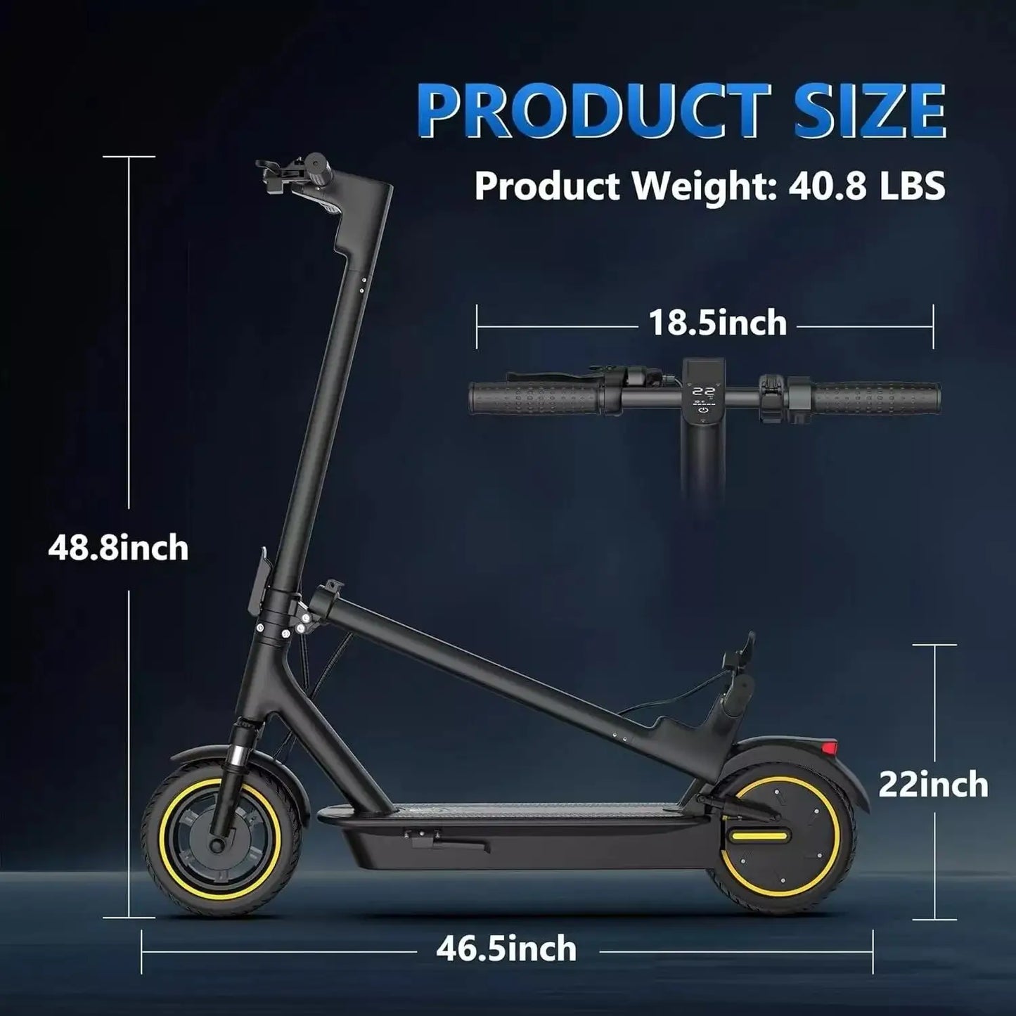 Adult Folding Electric Scooter, 22MPH Max Speed, 500W 14.5AH, 28 Miles Long Range, Dual Shock Absorber