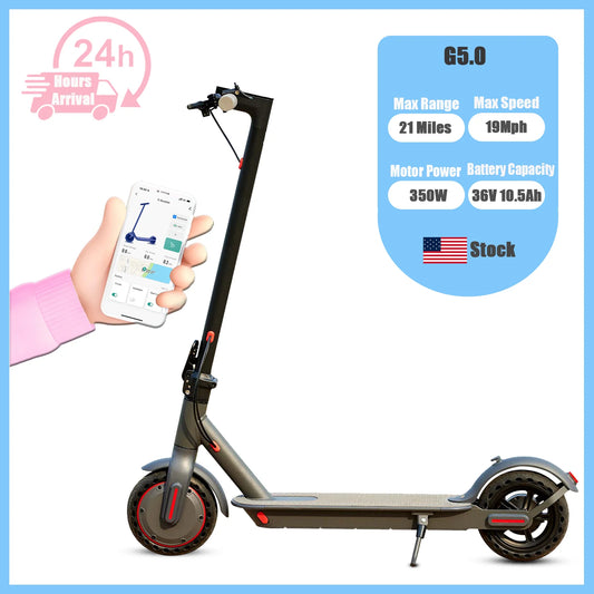 G5.0 Adult Foldable Electric Scooter, 36V 10.5AH 21Miles Long Range 19Mph 350 Motor