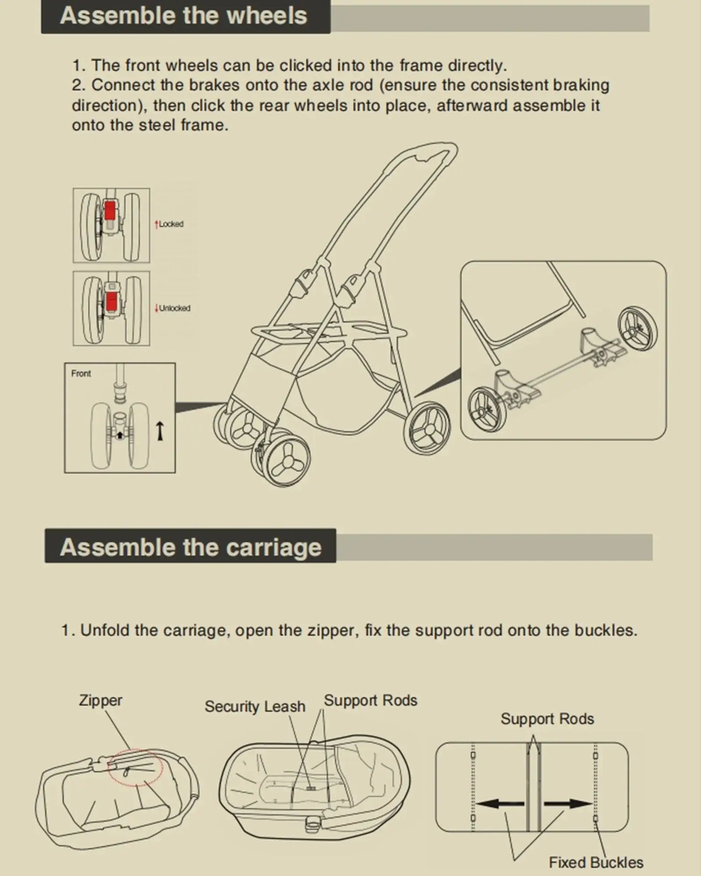 Luxury Detachable Pet Stroller - Instruction Manual