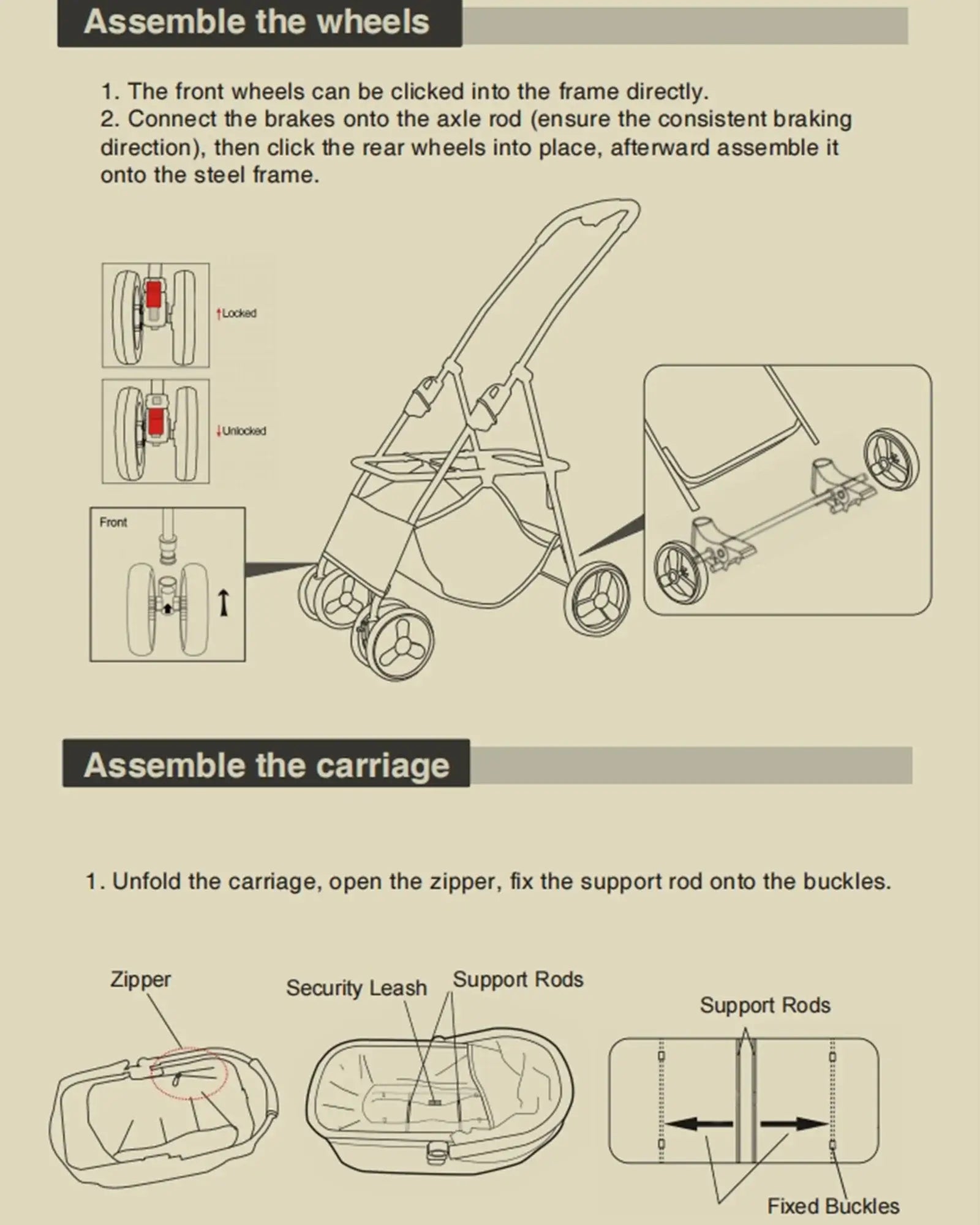 Luxury Detachable Pet Stroller - Instruction Manual