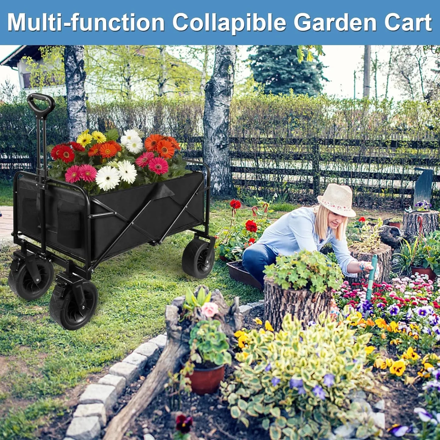 Black Collapsible Folding Wagon