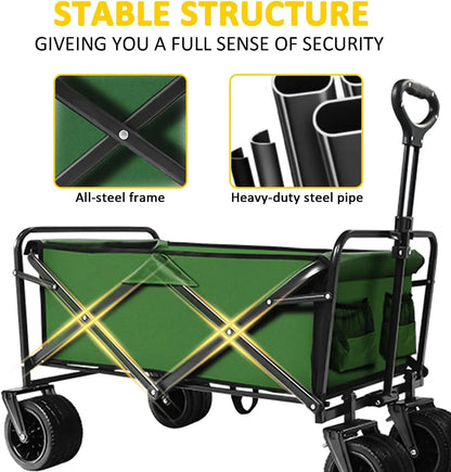 Foldable Wagon Cart, 300lbs with All Terrain Wheels