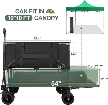 Double Decker Collapsible Wagon, Heavy Duty, 600LBS 400L Capacity Foldable Utility Cart with Big Wheels - extension dimensions