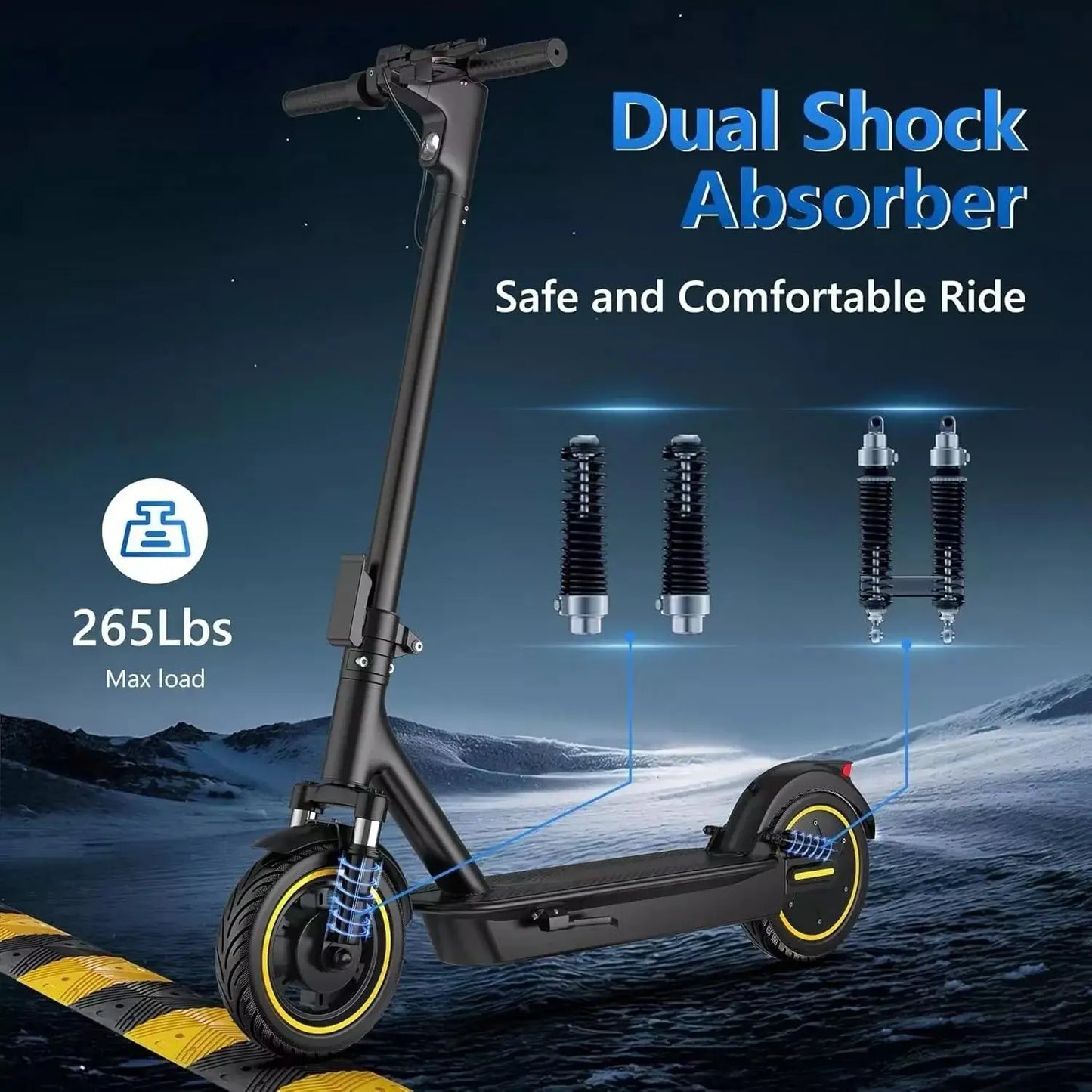 Adult Folding Electric Scooter, 22MPH Max Speed, 500W 14.5AH, 28 Miles Long Range, Dual Shock Absorber