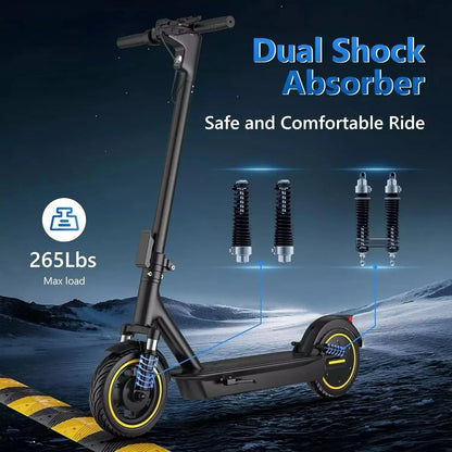 Adult Folding Electric Scooter, 22MPH Max Speed, 500W 14.5AH, 28 Miles Long Range, Dual Shock Absorber