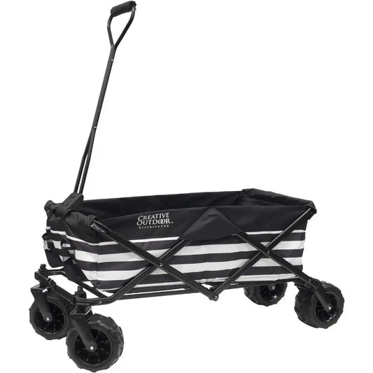 Creative Outdoor Wagon for Kids, Push Pull Collapsible Stroller Folding Cart for Cargo | All Terrain | Beach, Park, Garden, & Sports - removable 600 denier fabric