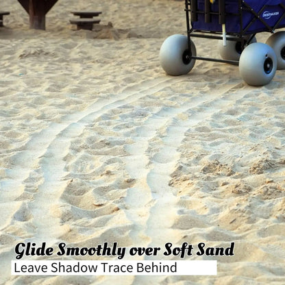 Beach Wagon with 13'' Balloon Wheels, Heavy Duty, All-Terrain, Collapsible Cart with Big Wheels for Sand, Pump Included