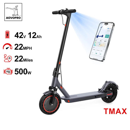 TMAX 10inch Adult Folding Electric Scooter, 500W 22MPH, APP Smart, Shock-absorbing, Anti-skid