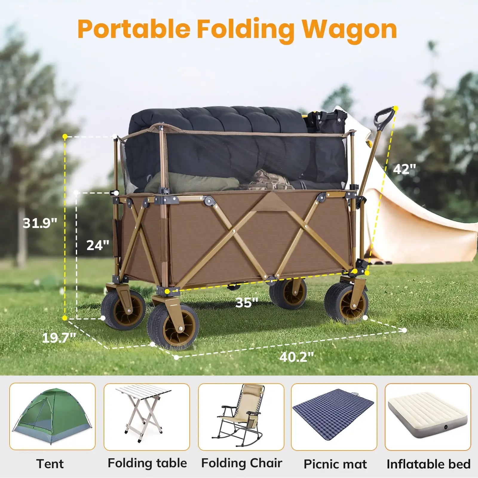 Collapsible Camping Beach Wagon - Heavy Duty