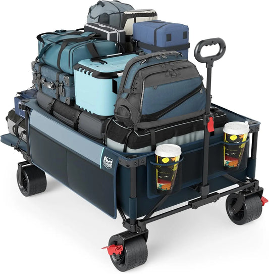600L Beast Wagon 26" W Extra Wide All Terrain Folding w/Big Wheels, Cargo Net & Tailgate, 26" W and 55" L