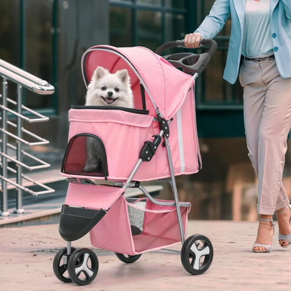 Pet Stroller - 3-Wheel, Foldable, Lightweight