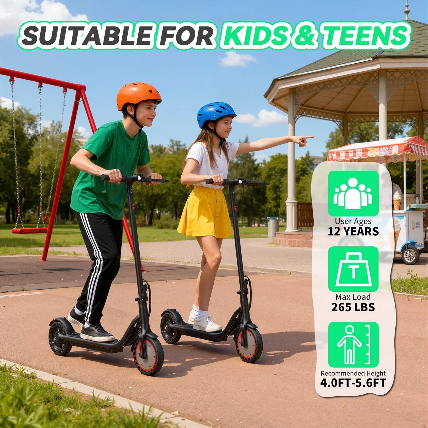 LP30 Foldable Electric Scooter for Kids 10+, 19mph Max Speed, 12miles Max Range