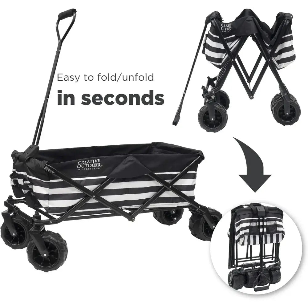 Creative Outdoor Wagon for Kids, Push Pull Collapsible Stroller Folding Cart for Cargo | All Terrain | Beach, Park, Garden, & Sports - easy fold and unfold