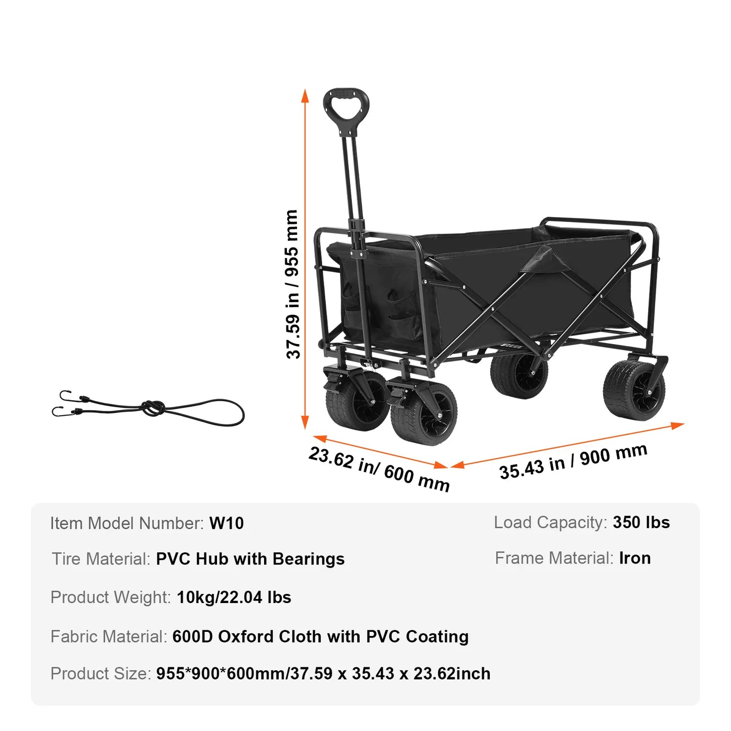 Collapsible Folding Wagon with All-Terrain Wheels