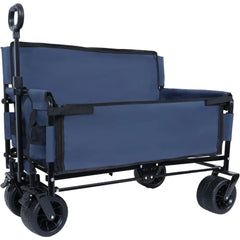 3-in-1 Heavy-Duty, Convertible, Folding Wagon Cart with Bench Seat & Storage – 500lb Capacity, 180L All-Terrain Wagon for Camping,