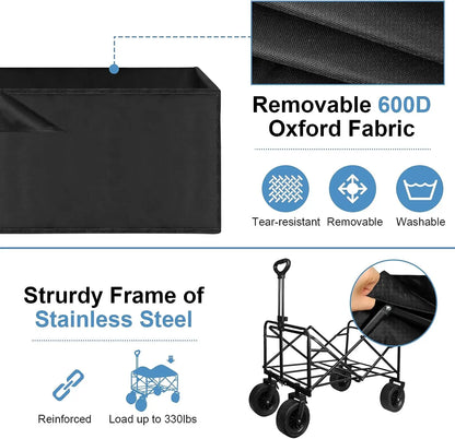 Black Collapsible Folding Wagon