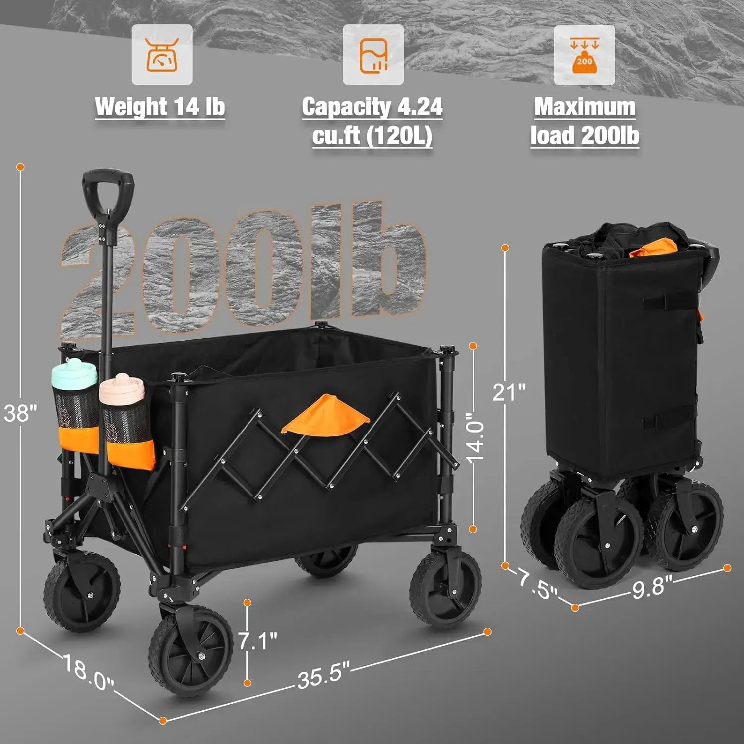 Collapsible Wagon with All Terrain Wheels 
