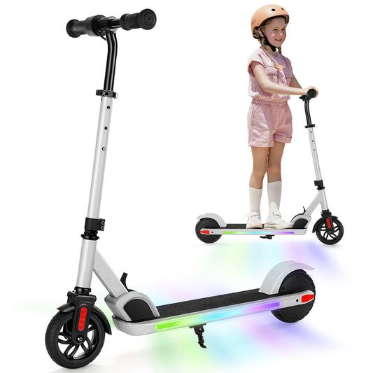 Foldable Electric Scooter for Kids, 150W Motor, Colorful Lights, LED Display, UL2272