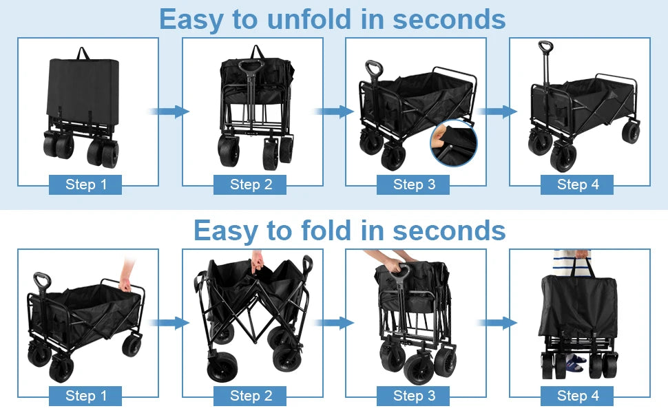 Black Collapsible Folding Wagon