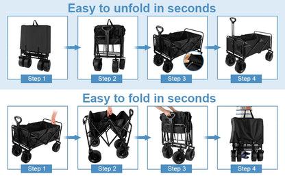 Black Collapsible Folding Wagon